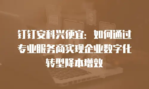 钉钉安科兴便宜：如何通过专业服务商实现企业数字化转型降本增效