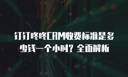 钉钉咚咚CRM收费标准是多少钱一个小时？全面解析