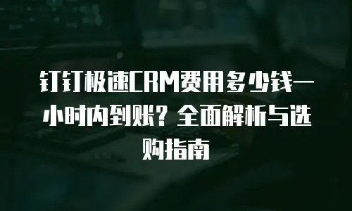 钉钉极速CRM费用多少钱一小时内到账？全面解析与选购指南