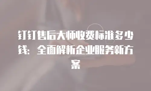 钉钉售后大师收费标准多少钱：全面解析企业服务新方案