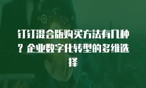 钉钉混合版购买方法有几种？企业数字化转型的多维选择