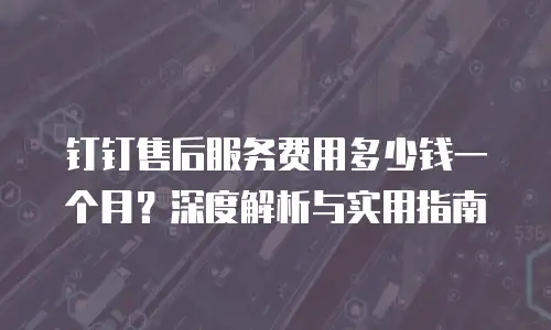 钉钉售后服务费用多少钱一个月？深度解析与实用指南