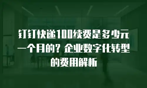 钉钉快递100续费是多少元一个月的？企业数字化转型的费用解析