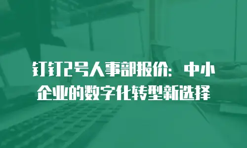 钉钉2号人事部报价：中小企业的数字化转型新选择