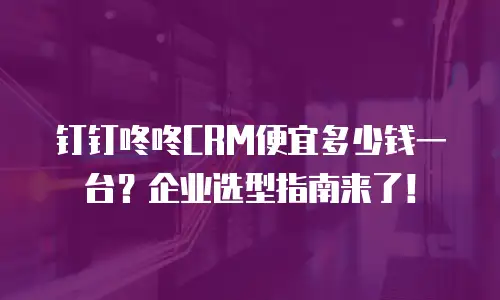 钉钉咚咚CRM便宜多少钱一台？企业选型指南来了！