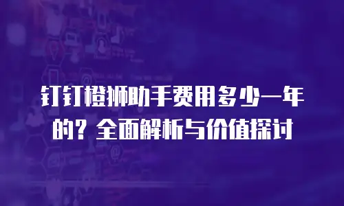 钉钉橙狮助手费用多少一年的？全面解析与价值探讨