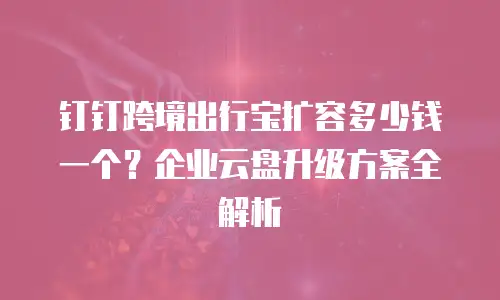 钉钉跨境出行宝扩容多少钱一个？企业云盘升级方案全解析