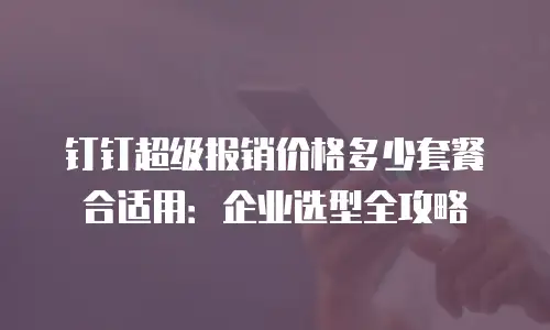钉钉超级报销价格多少套餐合适用：企业选型全攻略