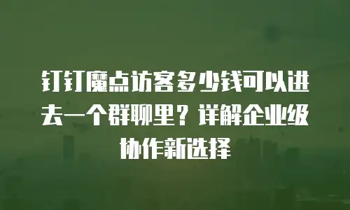 钉钉魔点访客多少钱可以进去一个群聊里？详解企业级协作新选择