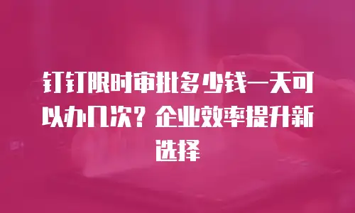 钉钉限时审批多少钱一天可以办几次？企业效率提升新选择