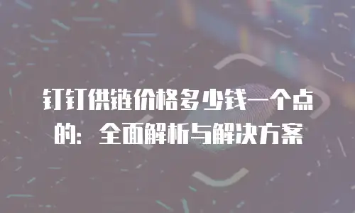 钉钉供链价格多少钱一个点的：全面解析与解决方案