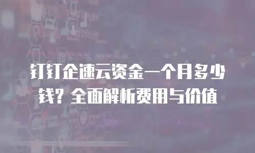 钉钉企速云资金一个月多少钱？全面解析费用与价值