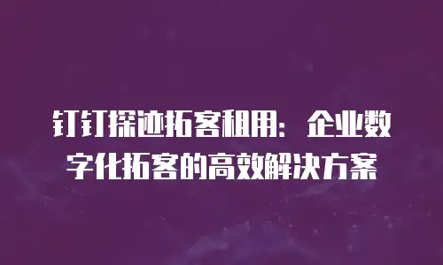 钉钉探迹拓客租用：企业数字化拓客的高效解决方案
