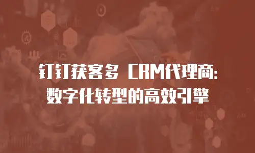 钉钉获客多 CRM代理商：数字化转型的高效引擎