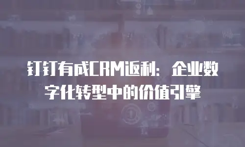 钉钉有成CRM返利：企业数字化转型中的价值引擎