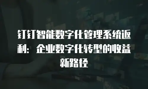 钉钉智能数字化管理系统返利：企业数字化转型的收益新路径