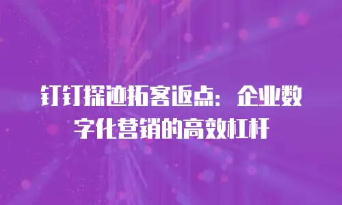 钉钉探迹拓客返点：企业数字化营销的高效杠杆