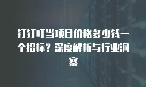 钉钉叮当项目价格多少钱一个招标？深度解析与行业洞察