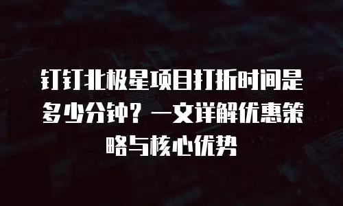 钉钉北极星项目打折时间是多少分钟？一文详解优惠策略与核心优势