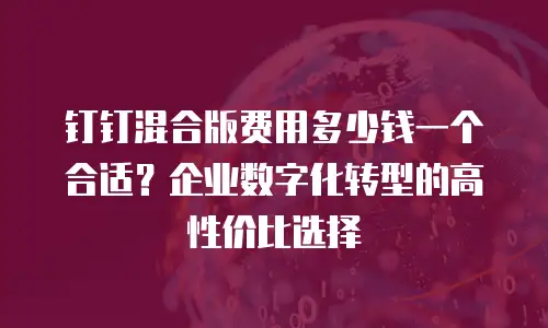 钉钉混合版费用多少钱一个合适？企业数字化转型的高性价比选择