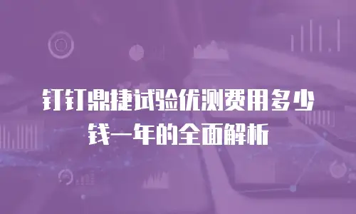 钉钉鼎捷试验优测费用多少钱一年的全面解析