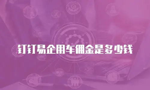 钉钉易企用车佣金是多少钱