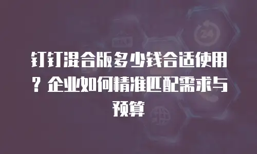 钉钉混合版多少钱合适使用？企业如何精准匹配需求与预算