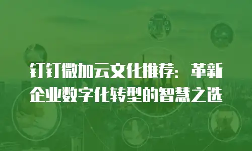 钉钉微加云文化推荐：革新企业数字化转型的智慧之选