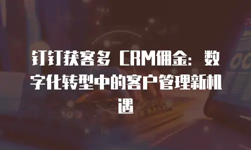 钉钉获客多 CRM佣金：数字化转型中的客户管理新机遇