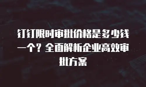 钉钉限时审批价格是多少钱一个？全面解析企业高效审批方案