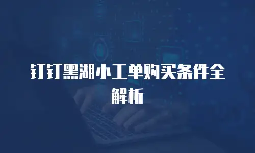 钉钉黑湖小工单购买条件全解析