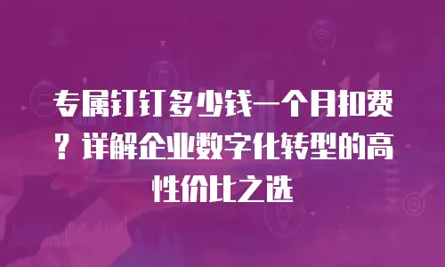 专属钉钉多少钱一个月扣费？详解企业数字化转型的高性价比之选