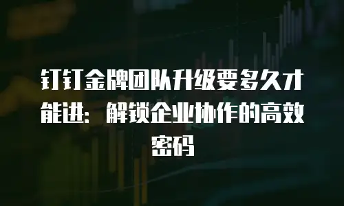 钉钉金牌团队升级要多久才能进：解锁企业协作的高效密码