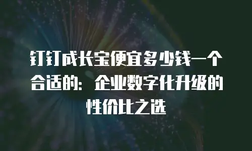 钉钉成长宝便宜多少钱一个合适的：企业数字化升级的性价比之选