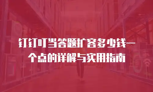 钉钉叮当答题扩容多少钱一个点的详解与实用指南