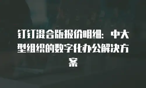 钉钉混合版报价明细：中大型组织的数字化办公解决方案
