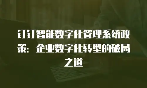 钉钉智能数字化管理系统政策：企业数字化转型的破局之道
