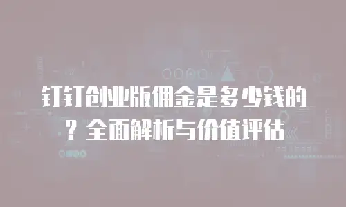 钉钉创业版佣金是多少钱的？全面解析与价值评估