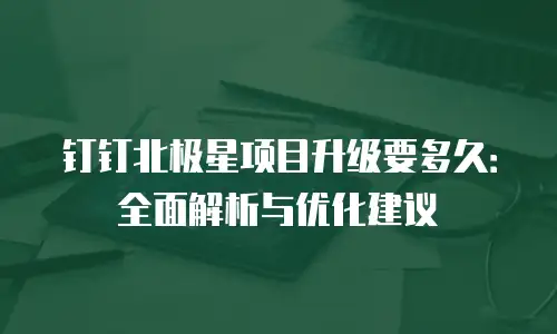 钉钉北极星项目升级要多久：全面解析与优化建议