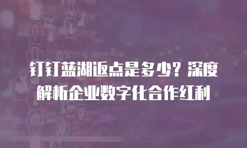 钉钉蓝湖返点是多少？深度解析企业数字化合作红利