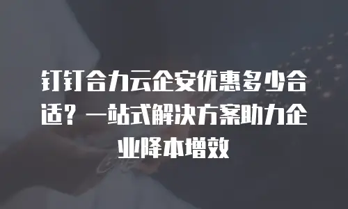 钉钉合力云企安优惠多少合适？一站式解决方案助力企业降本增效