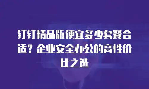 钉钉精品版便宜多少套餐合适？企业安全办公的高性价比之选