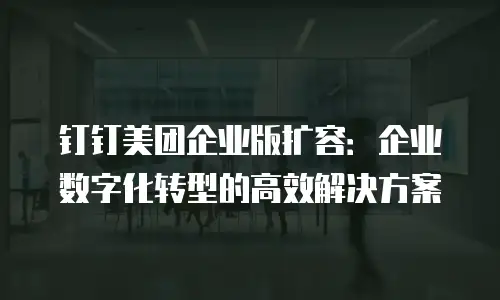 钉钉美团企业版扩容：企业数字化转型的高效解决方案