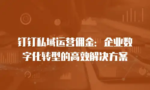钉钉私域运营佣金：企业数字化转型的高效解决方案