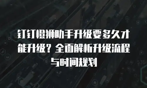 钉钉橙狮助手升级要多久才能升级？全面解析升级流程与时间规划