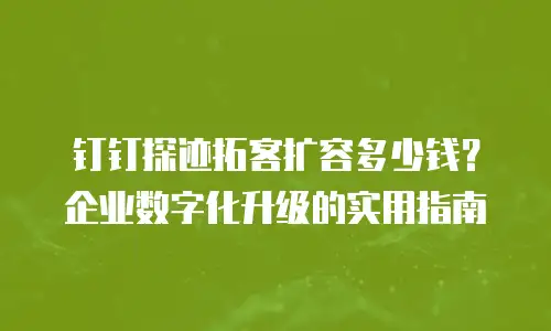 钉钉探迹拓客扩容多少钱？企业数字化升级的实用指南