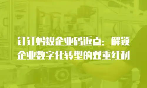 钉钉蚂蚁企业码返点：解锁企业数字化转型的双重红利
