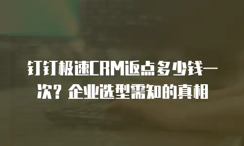 钉钉极速CRM返点多少钱一次？企业选型需知的真相