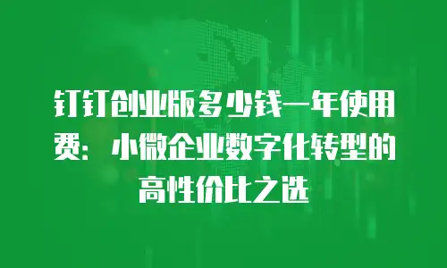 钉钉创业版多少钱一年使用费：小微企业数字化转型的高性价比之选