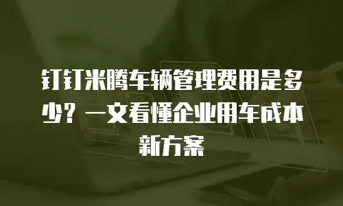 钉钉米腾车辆管理费用是多少？一文看懂企业用车成本新方案